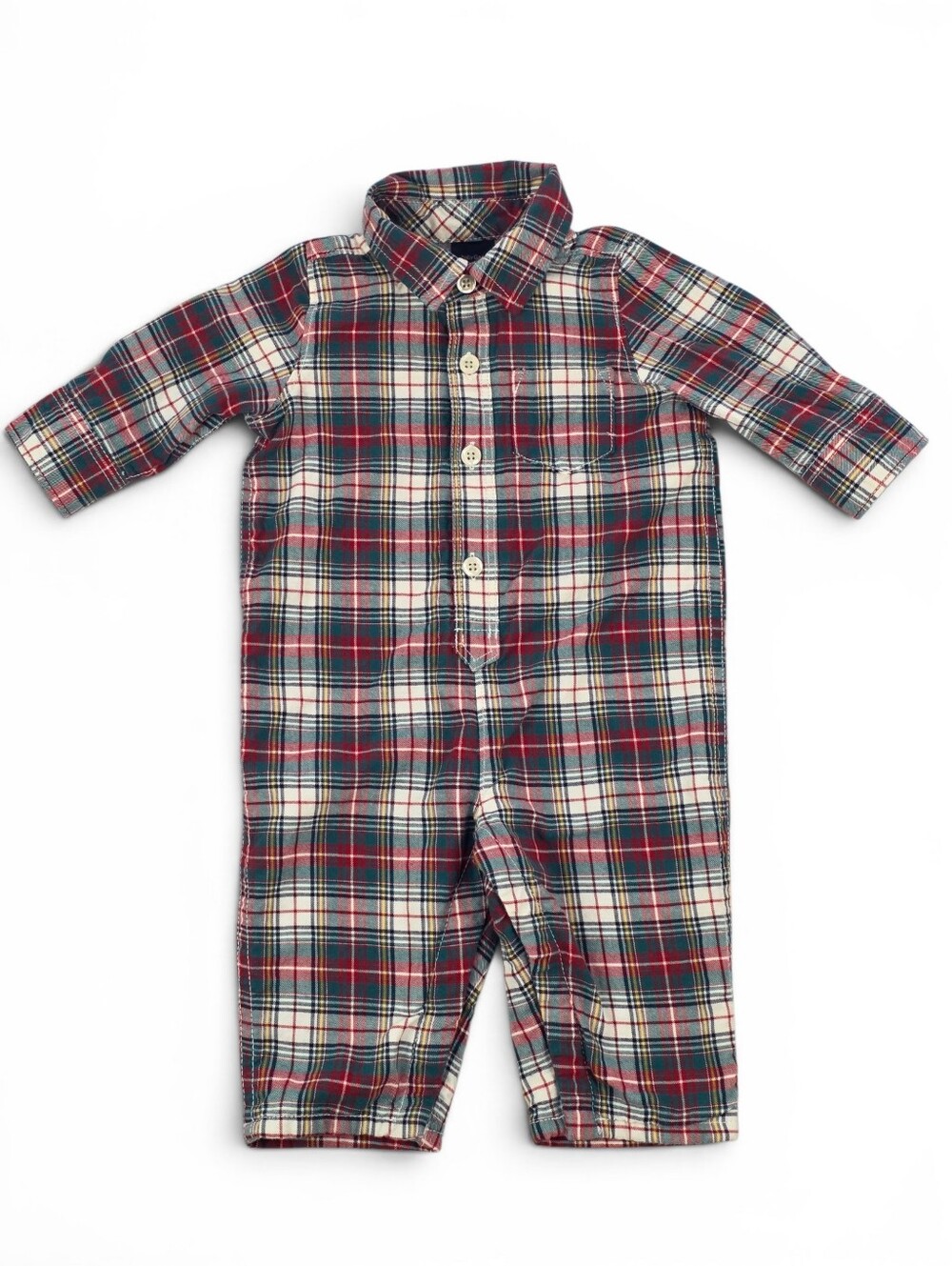 Baby Gap Tartan Plaid One Piece Lined Romper Jumpsuit 3-6M Holiday Christmas